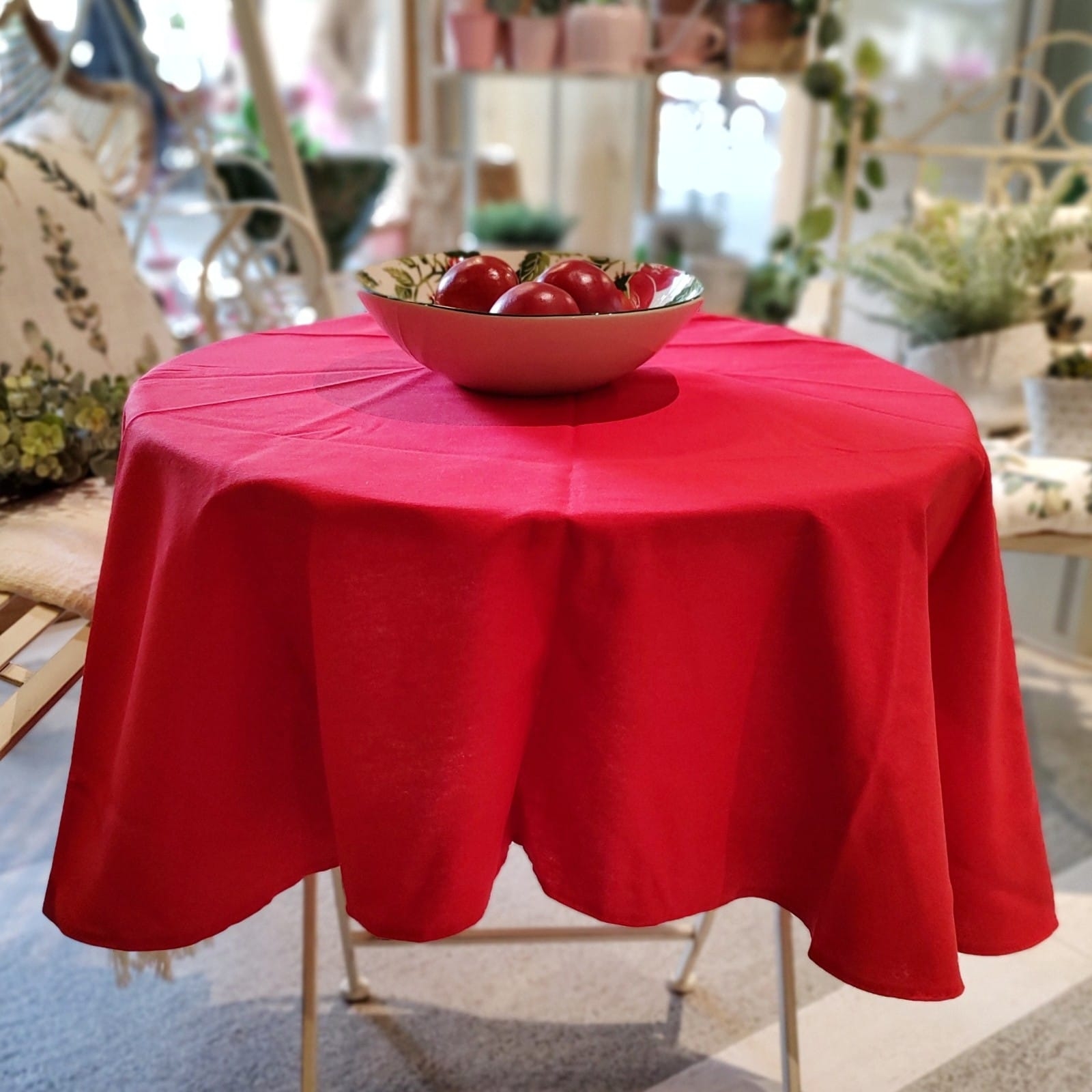 Fata de masa rotunda Red Simplicity bumbac rosu 140 cm