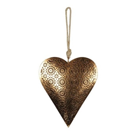 Decoratiune Heart din metal aramiu 16x20 cm