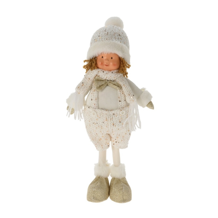 Figurina baiat Winter Wonder din plus alb 38 cm