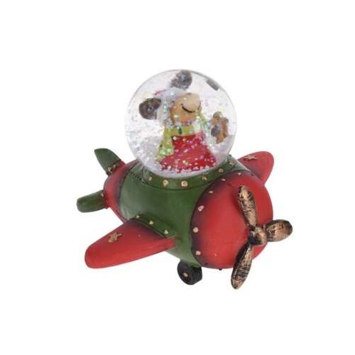 Decoratiune Christmas Plane vintage rosu 10x4.5 cm