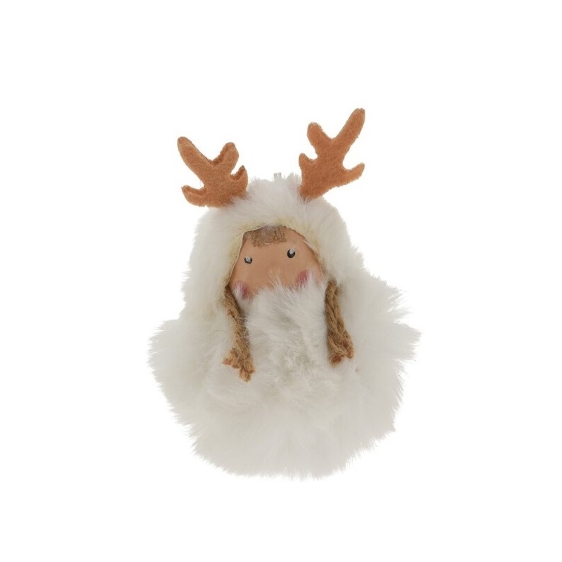 Decoratiune brad fetita ren Deer alb 12 cm