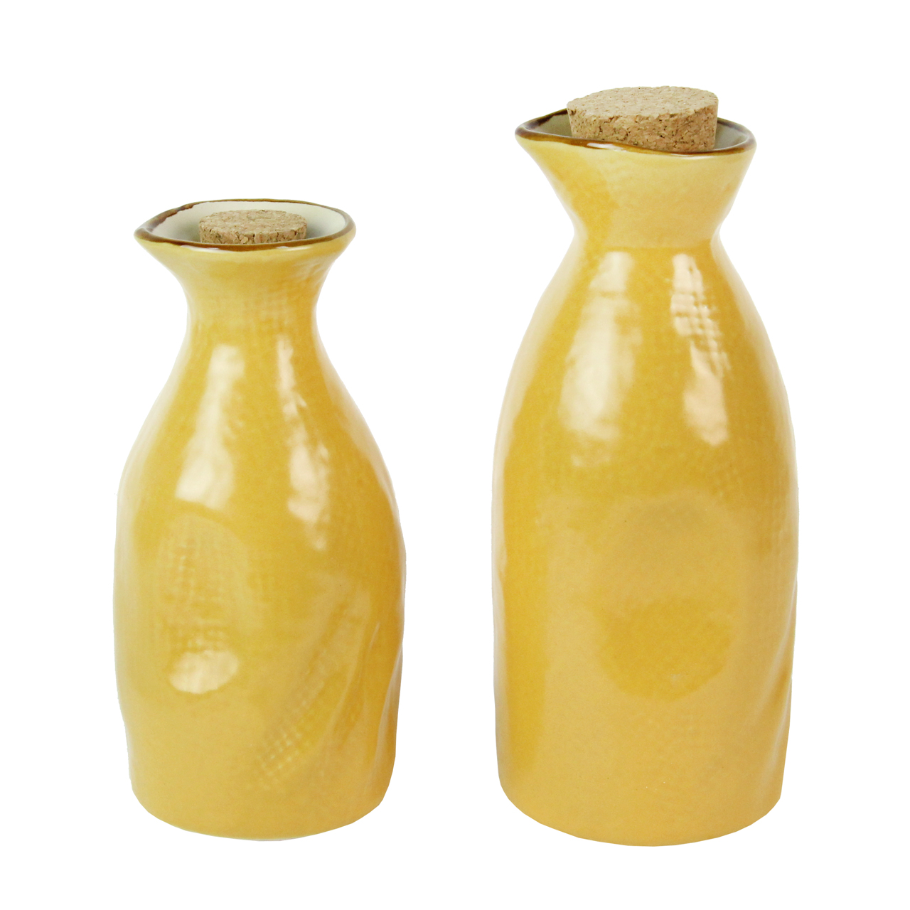 Set cu 2 recipiente din ceramica galbena cu dop