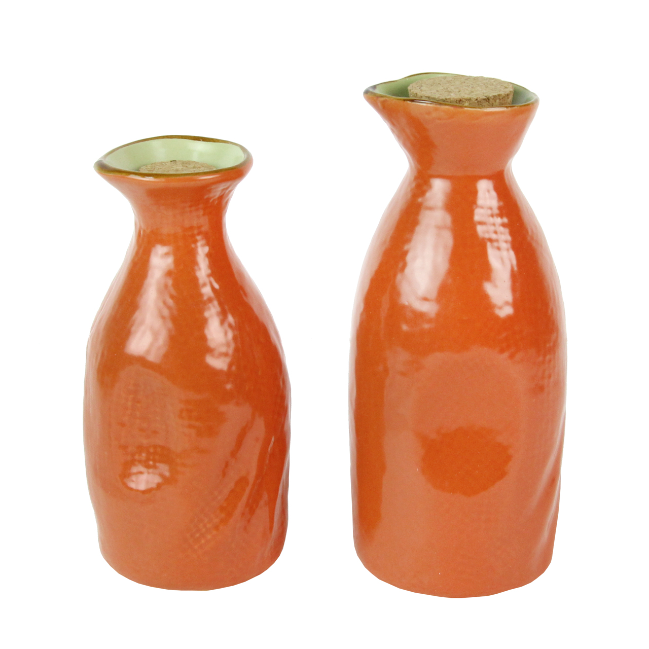 Set cu 2 recipiente din ceramica portocalie cu dop