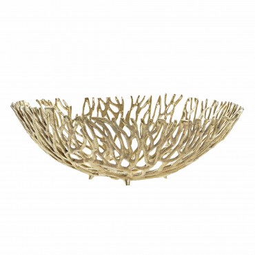 Bol decorativ Coral din metal auriu 41x41 cm