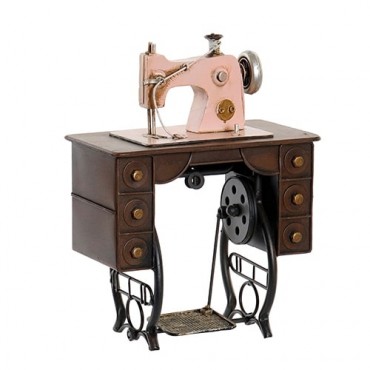Deco Sewing Machine din metal roz 21x12 cm