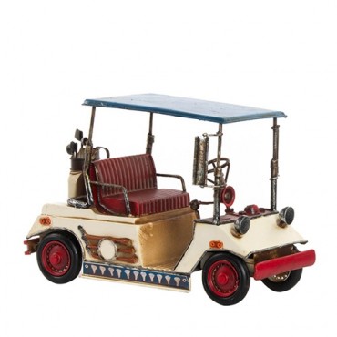 Macheta Golf Cart din metal alb 11x5cm