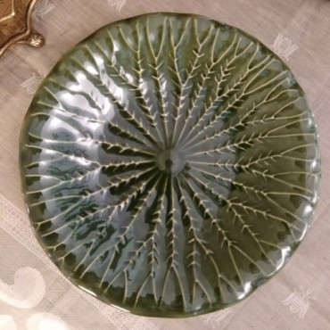 Platou Leaf din ceramica verde 25.5 cm