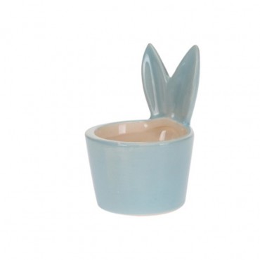 Suport pentru ou Bunny din ceramica albastra 7 cm