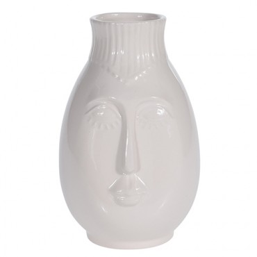Vaza Face din ceramica crem 11x19 cm