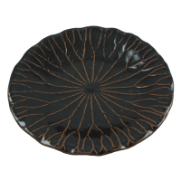 Platou frunza de lotus din ceramica neagra 26 cm