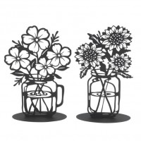 Decoratiune Midnight Flowers, din metal, negru, 20x8x30 cm - modele diverse