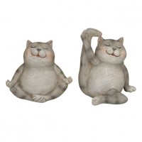 Decoratiune Yoga Cat, gri, 10x8x10 cm - modele diverse