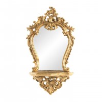 Oglinda cu raft Parisienne antichizat auriu 38x68 cm