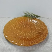 Farfurie desert Leaf din ceramica amber 23 cm