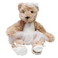 Jucarie ursulet din plus cu rochita de balerina alb 32 cm