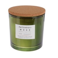 Lumanare parfumata Patchouli, recipient sticla, verde, 10x10 cm