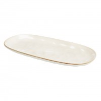 Platou oval din ceramica cream 31x15 cm 