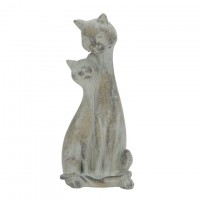 Statueta Loving Cats, din ciment, gri, 9x7x21 cm