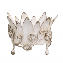 Candela Crown, metal, crem, 14 cm 