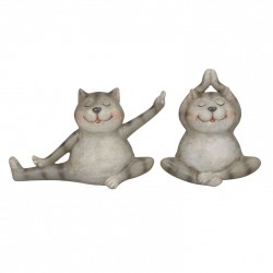 Decoratiune Yoga Cat, gri, 21x10x14 cm - modele diverse