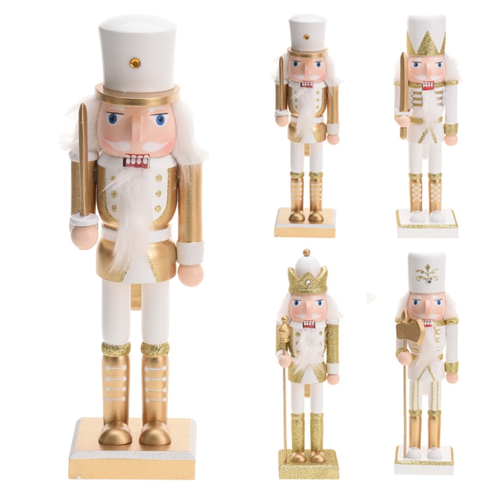 Decoratiune Nutcracker din lemn alb 25 cm - modele diverse