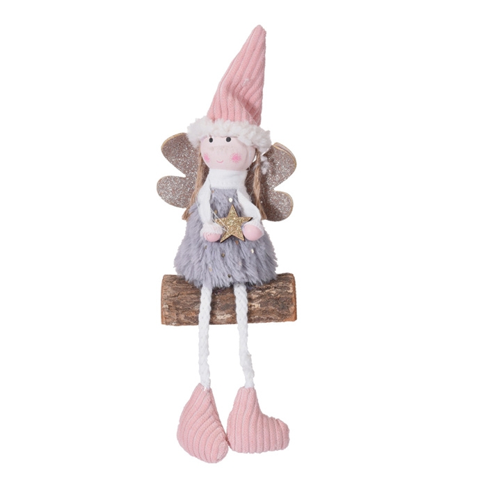 Decoratiune ingeras Sitting Angel gri 23 cm