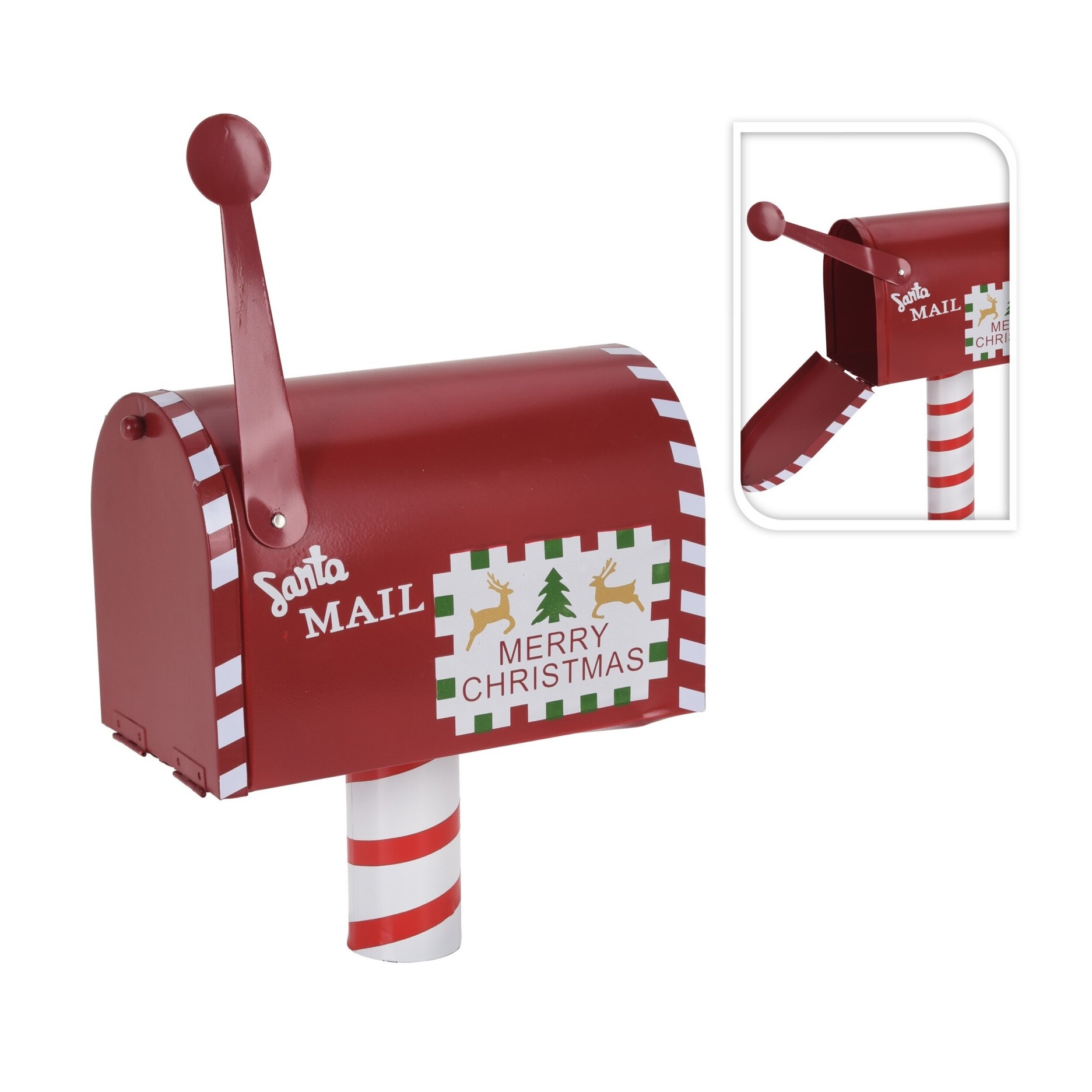 Decoratiune cutie postala Santa Mail din metal 23x26 cm