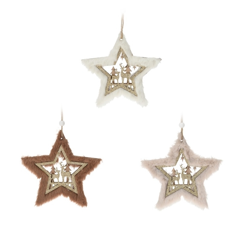 Decoratiune Winter Star din lemn 13 cm - modele diverse