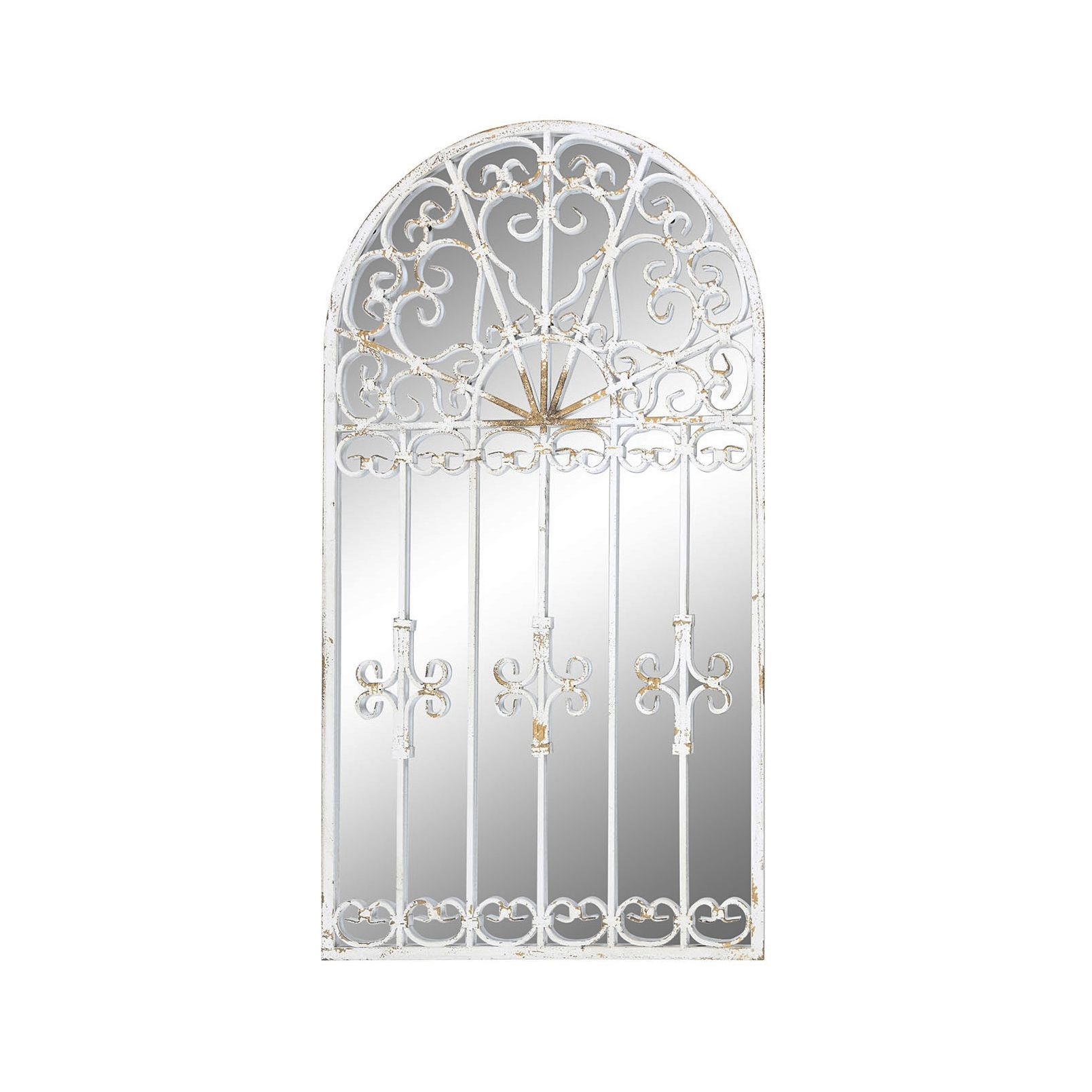 Oglinda Window din metal antichizat alb 55x103.5 cm