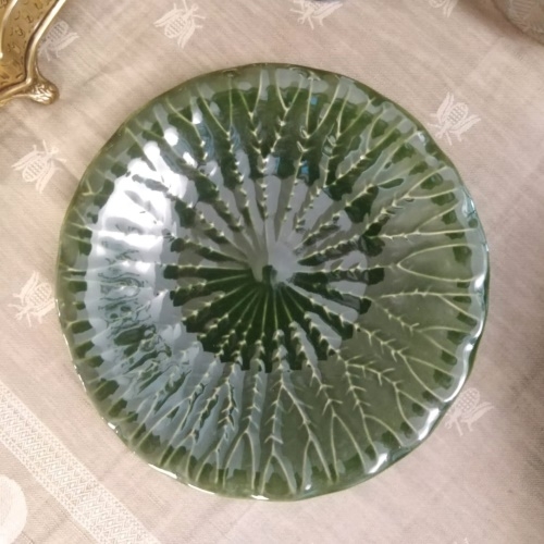 Poza Farfurie desert Leaf din ceramica verde 22.5 cm