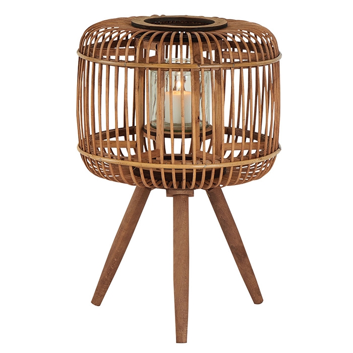 Poza Felinar Cage din lemn de bambus 47 cm