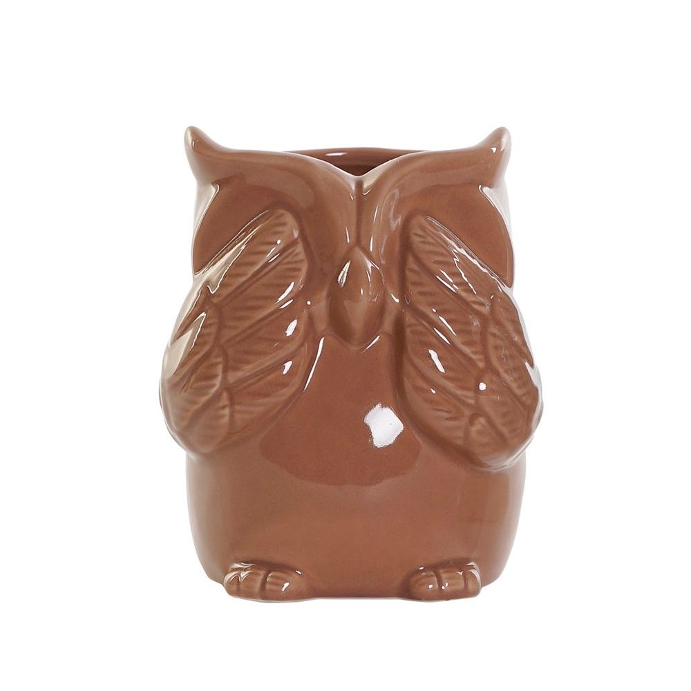 Vaza Owl din portelan maro 9x12.2 cm