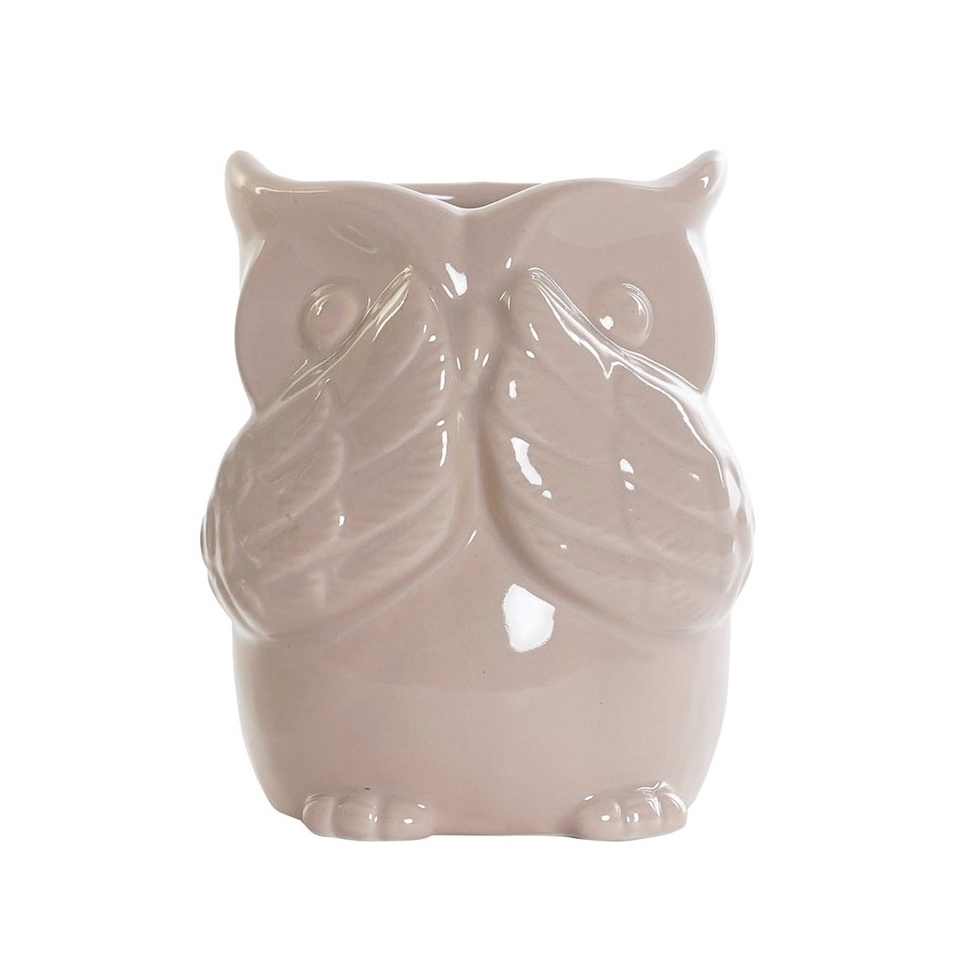 Vaza Owl din portelan crem 9x12.2 cm