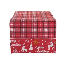 Napron din bumbac Christmas rosu 50x150 cm