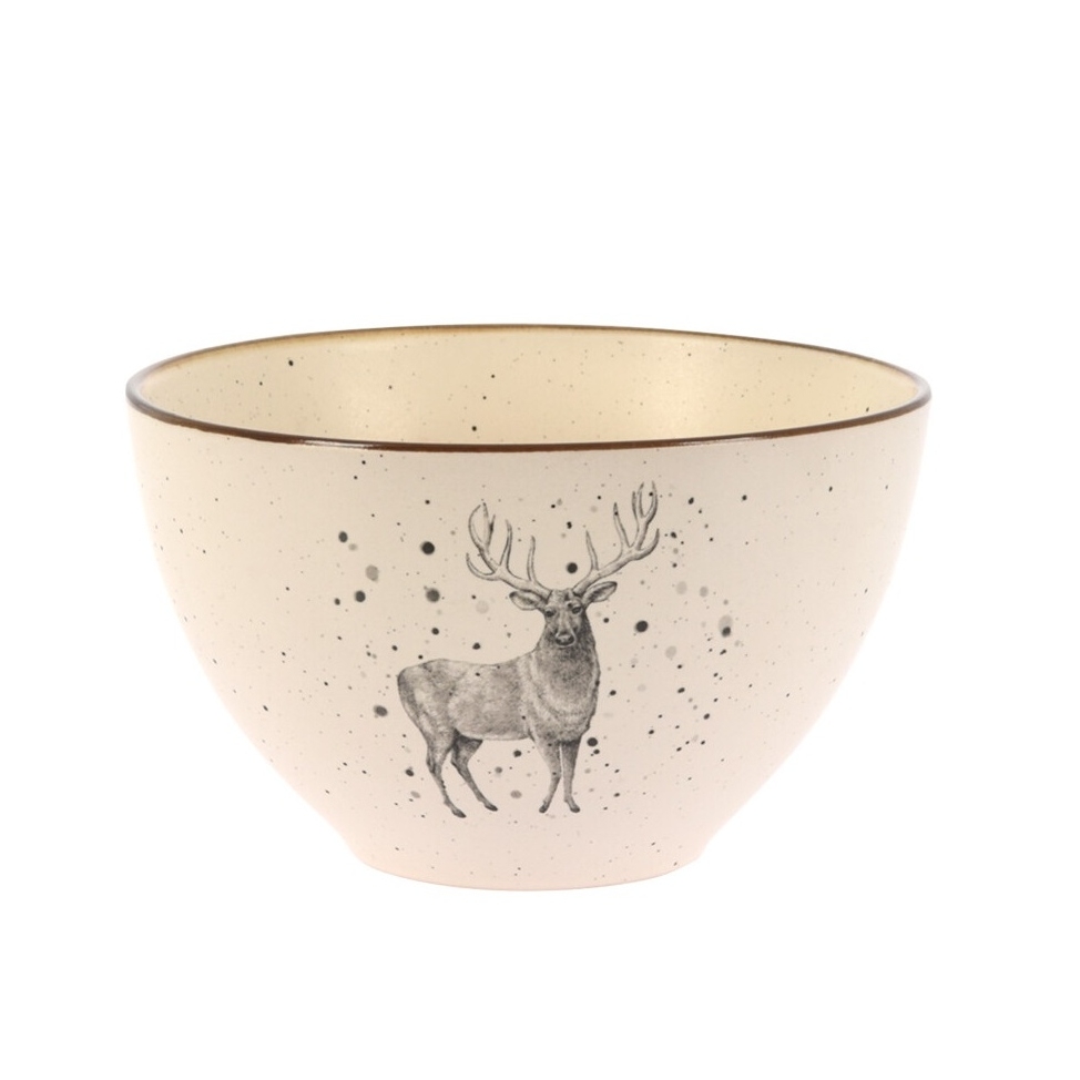 Bol ceramica crem Winter Reindeer 14.5 cm 450 ml