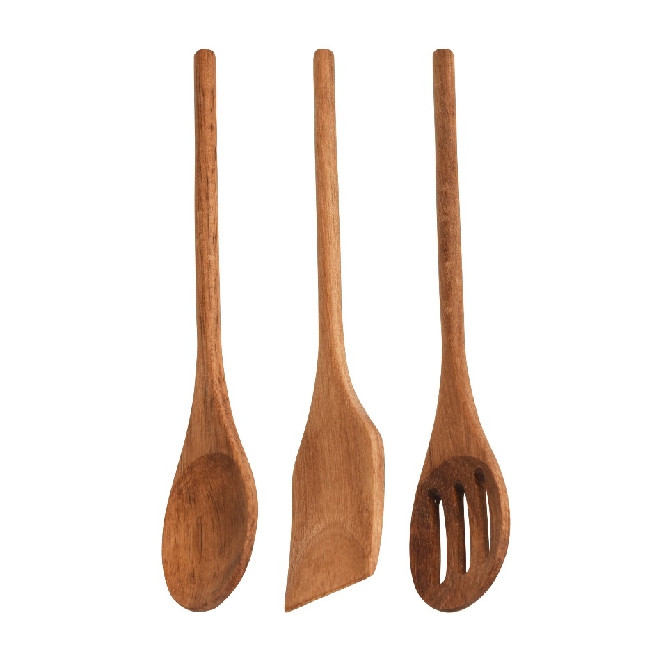 Set 3 ustensile din lemn de acacia natur 30 cm