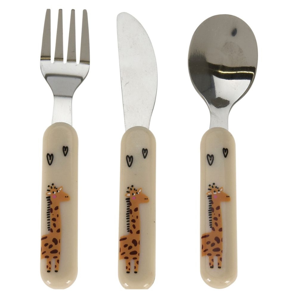 Set Saffari cu 3 tacamuri pentru copii alb 13.5 cm