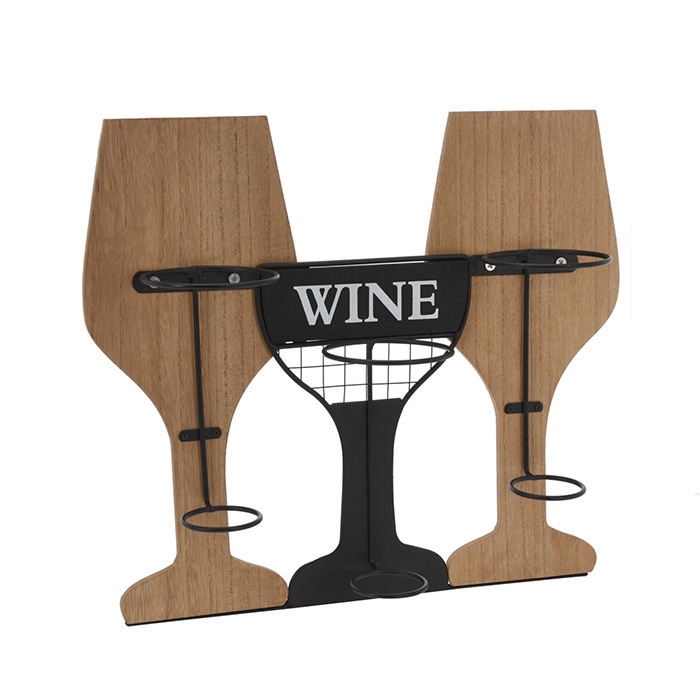 Poza Suport pentru vin Romance din lemn si metal 39x11x35 cm
