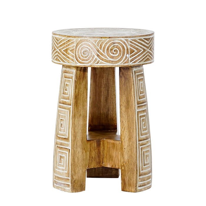 Poza Taburet Mayan din lemn 45 cm