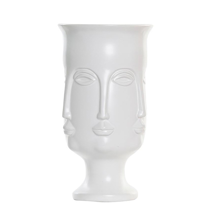 Poza Vaza Faces din ceramica alba 26 cm