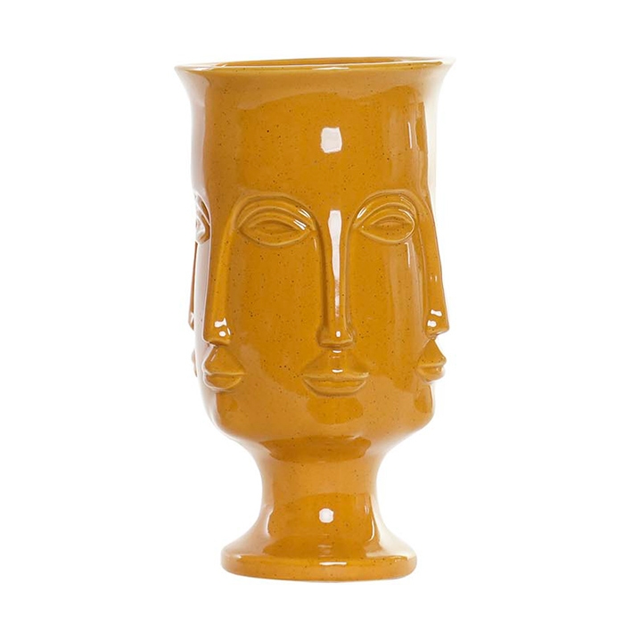 Poza Vaza Faces din ceramica portocalie 26 cm