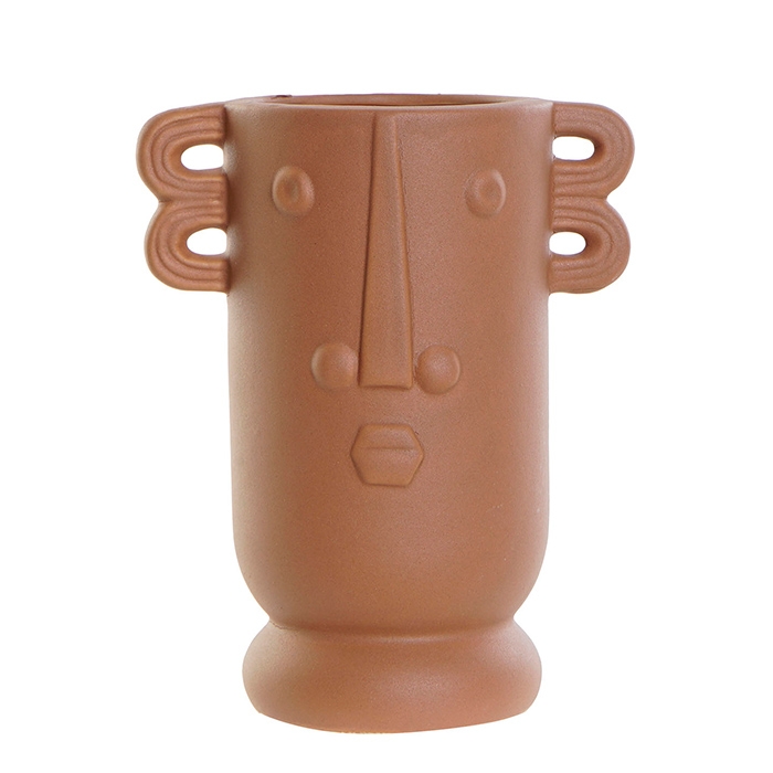 Poza Vaza Tribal din ceramica maro 19 cm